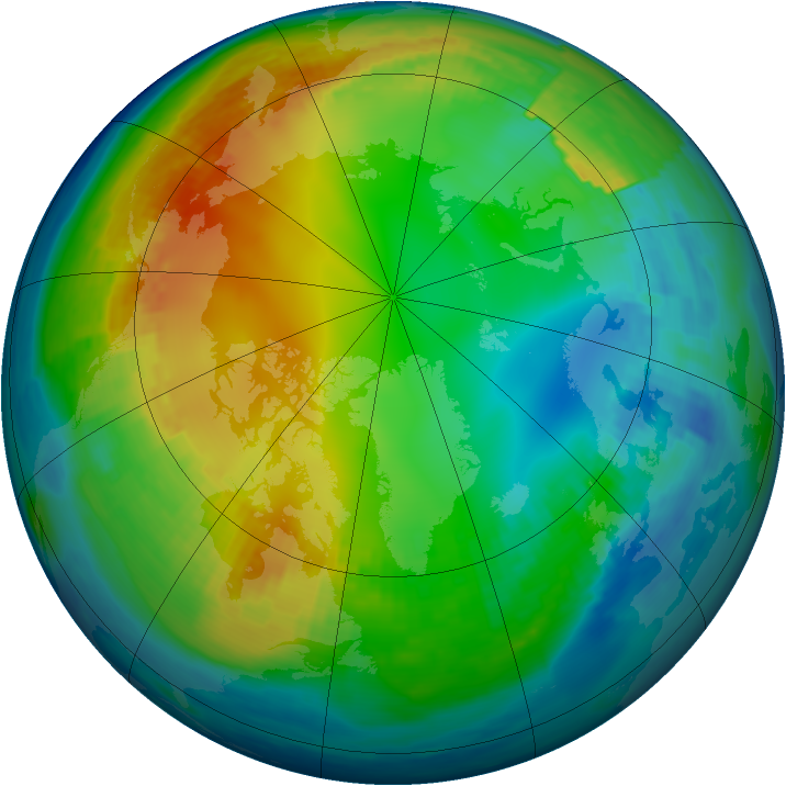 Arctic ozone map for 23 November 1984